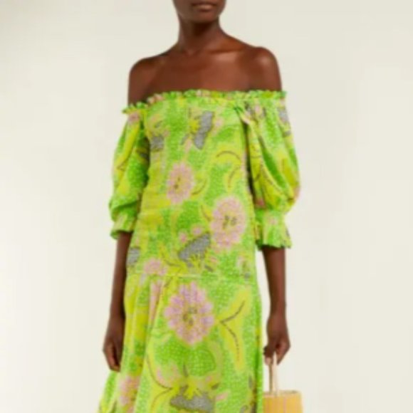Rhode Resort Eva Dress Midi Green 